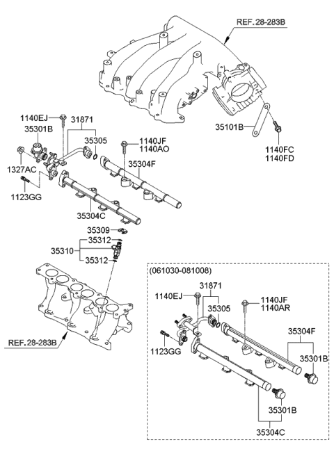 2010 Kia Rondo Throttle Body & Injector Diagram 2