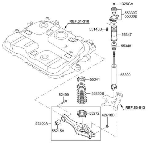 2007 Kia Rondo Bracket Assembly-Rear LH Diagram for 553303K610