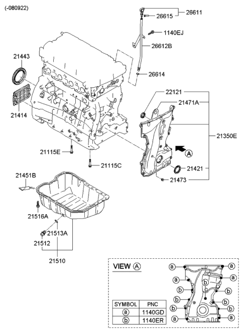 2010 Kia Rondo Cover Assembly-Timing Chain Diagram for 213502G000