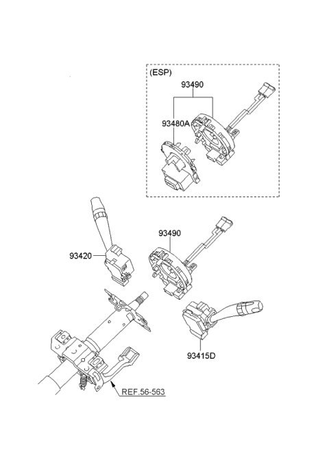 2010 Kia Rondo Lever Assembly-Lighting Diagram for 934101D102