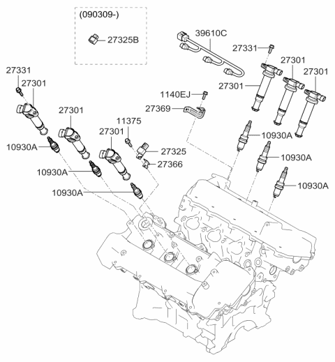 2006 Kia Rondo Spark Plug Assembly Diagram for 1884011051