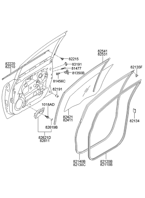 2011 Kia Rondo Panel-Front Door & Sealing-Front Door Diagram 2