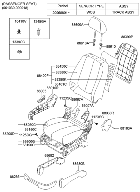 2007 Kia Rondo Cushion Assembly-Front Seat Diagram for 882021D322460