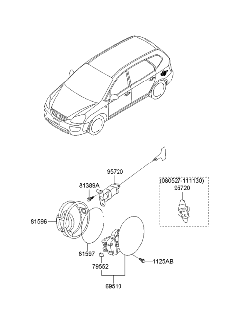 2010 Kia Rondo Fuel Filler Door Assembly Diagram for 695101D000