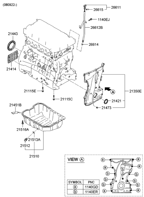 2009 Kia Rondo Belt Cover & Oil Pan Diagram 4