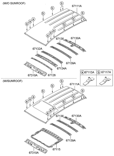 2006 Kia Rondo Rail-Roof Center NO3 Diagram for 671361D000