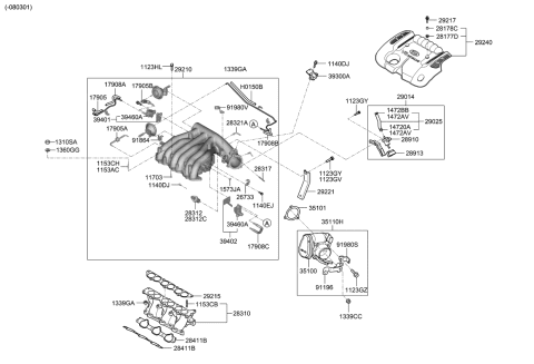 2010 Kia Rondo Clip-Hose Diagram for 1472013006S