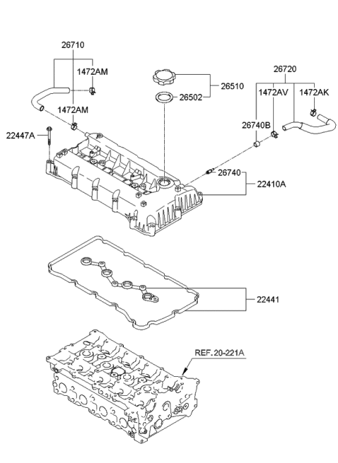 2006 Kia Rondo Rocker Cover Diagram 2