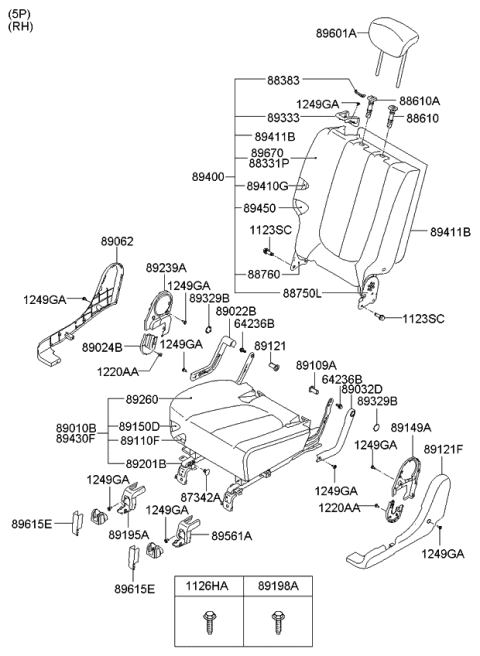 2010 Kia Rondo Rear Seat Diagram 1