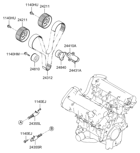 2007 Kia Rondo Belt-Valve Timing Diagram for 243123E100