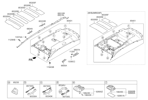 2010 Kia Rondo Headlining Diagram