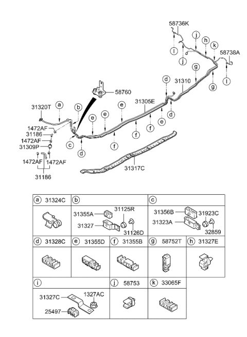 2006 Kia Rondo Collar Diagram for 311263K000