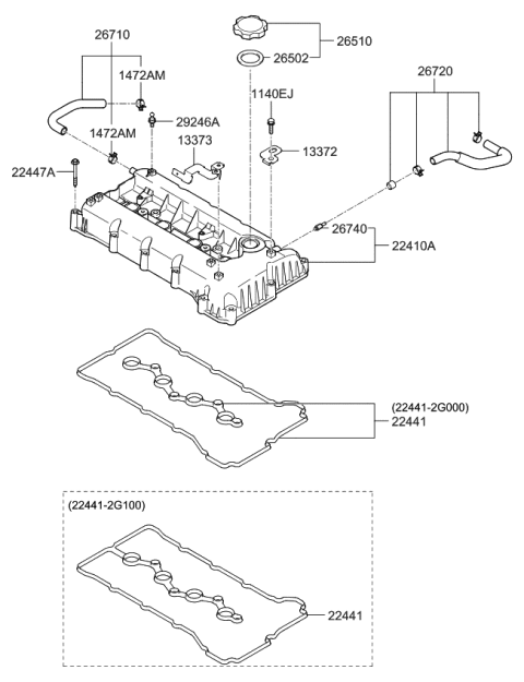 2009 Kia Rondo Rocker Cover Diagram 1