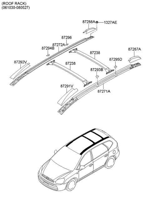 2006 Kia Rondo Cover-Roof Rack Front L Diagram for 872911D000
