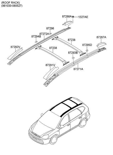 2006 Kia Rondo Cover-Roof Rack Front L Diagram for 872911D001