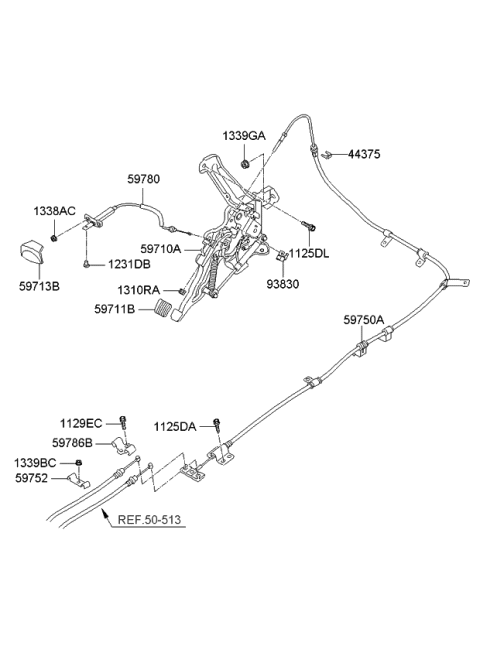 2009 Kia Rondo Clamp-Park Brake Cable Diagram for 597871D000