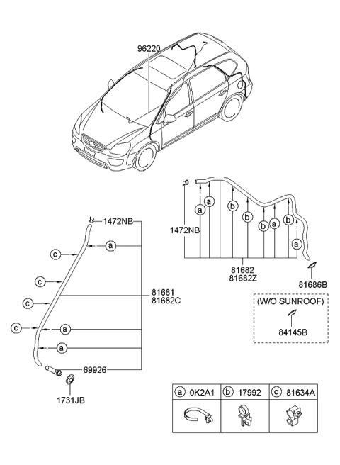 2007 Kia Rondo Hose Assembly-Drain Rear,L Diagram for 816921D000