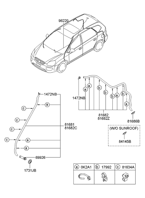 2007 Kia Rondo Hose-Sunroof Drain Rear Diagram for 816821D000