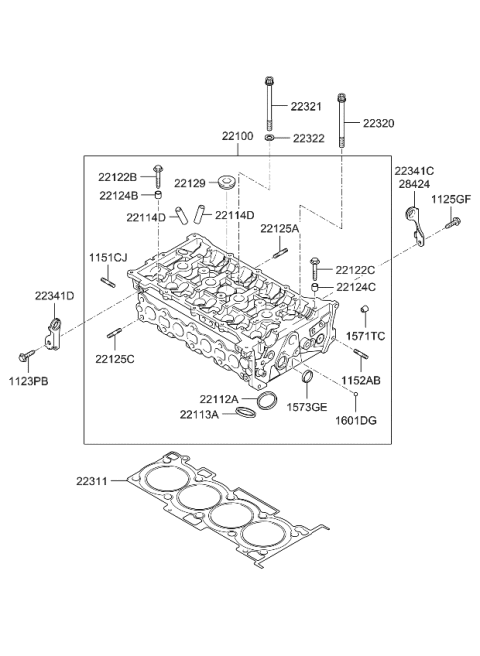 2007 Kia Rondo Head Assembly-Cylinder Diagram for 402Z42GH00