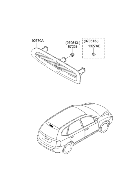 2007 Kia Rondo Lamp Assembly-High Mounted Stop Diagram for 927001D000