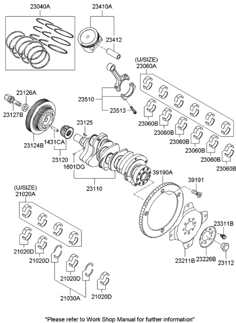 2008 Kia Rondo Crankshaft & Piston Diagram 3