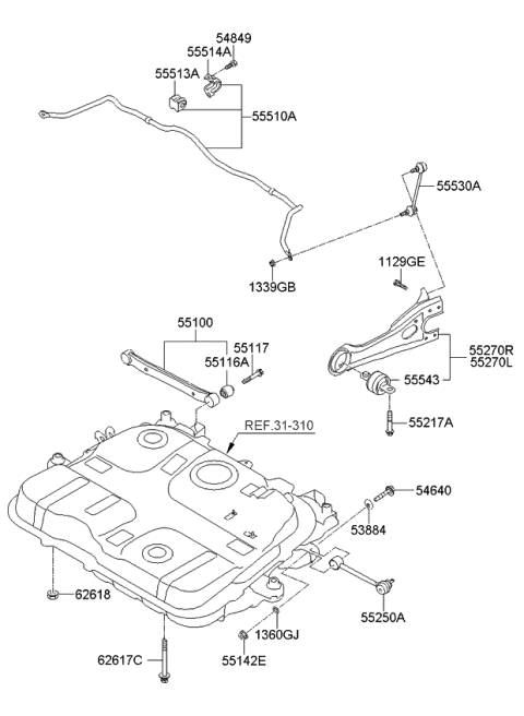 2011 Kia Rondo Rear Spring & Shock Absorber Diagram 1