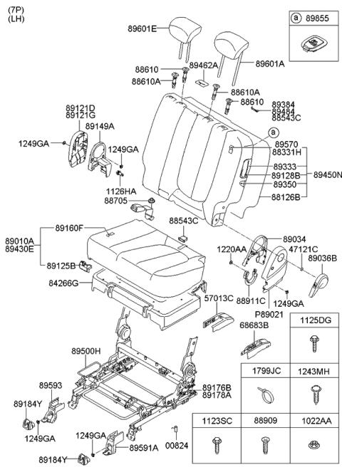 2009 Kia Rondo Cushion Assembly-Rear 2ND Diagram for 891001D051460