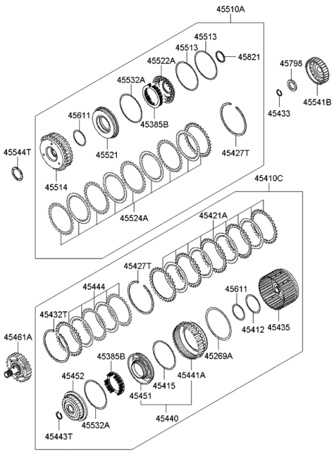 2009 Kia Rondo RETAINER-Under Drive Clutch Diagram for 455143A200