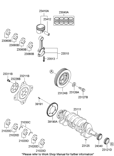 2010 Kia Rondo Crankshaft & Piston Diagram 2