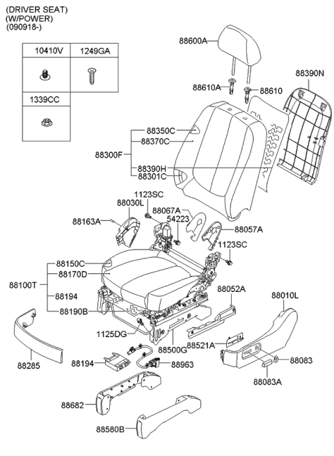 2011 Kia Rondo Cushion Assembly(W/O Track Diagram for 881011D452461
