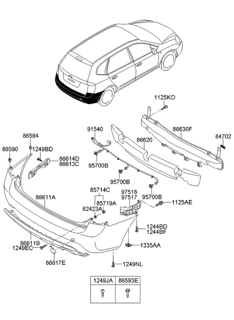 2006 Kia Rondo Bracket Assembly-Rear Bumper Diagram for 866131D000