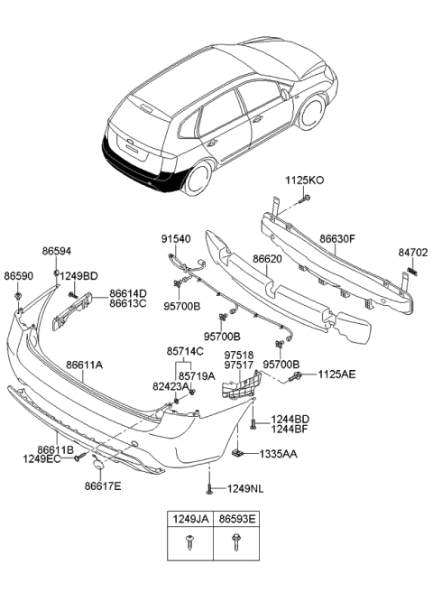 2006 Kia Rondo Guard-Rear Bumper Lower LH Diagram for 866511D000