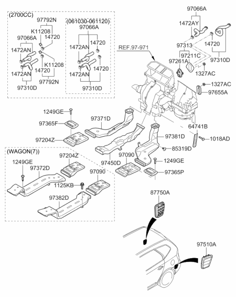 2011 Kia Rondo Hose Assembly-Water Inlet Diagram for 973111D000