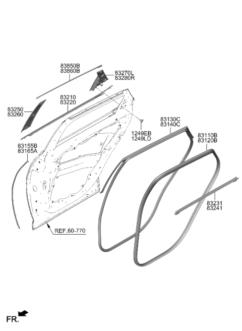 2024 Kia EV6 W/STRIP ASSY-RR DR B Diagram for 83210CV000