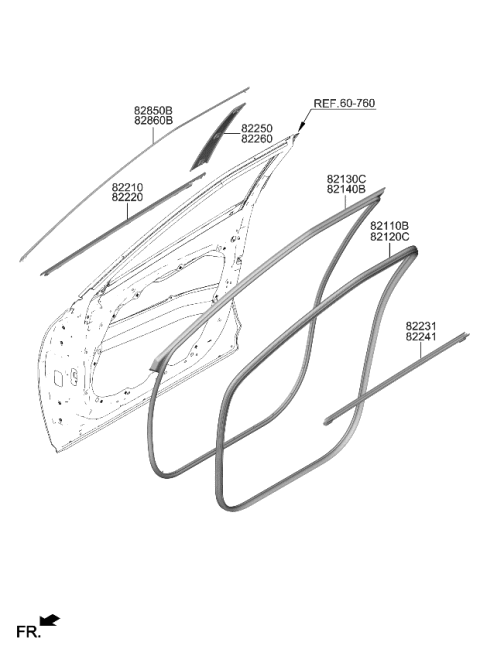 2024 Kia EV6 Moulding-Front Door Diagram