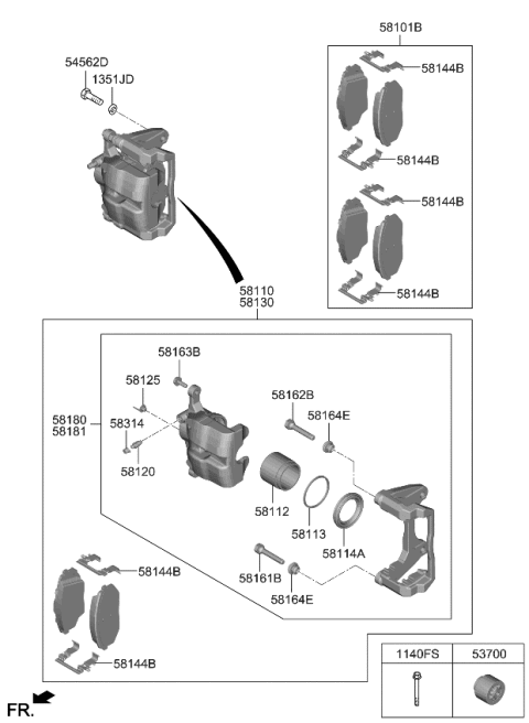 2022 Kia EV6 CALIPER KIT-BRAKE,RH Diagram for 58190GIA00