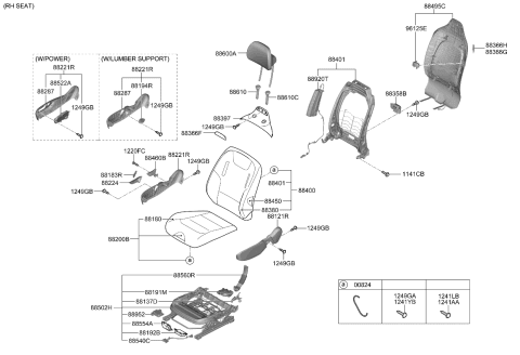 2023 Kia EV6 CUSHION ASSY-FR SEAT Diagram for 88200CV560CWM