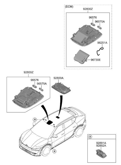 2022 Kia EV6 LAMP ASSY-ROOM Diagram for 92850CV100OFW