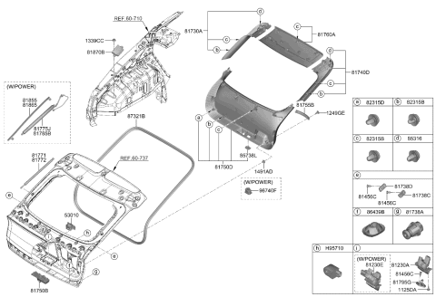 2023 Kia EV6 Tail Gate Trim Diagram