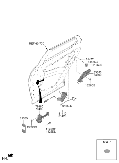 2024 Kia EV6 CHECKER ASSY-REAR DO Diagram for 77990CV000