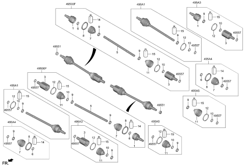 2023 Kia EV6 SHAFT ASSY-DRIVE Diagram for 49500CV100