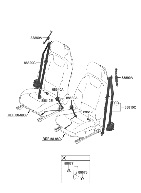 2024 Kia EV6 BUCKLE ASSY-FR S/BEL Diagram for 88830CV000GYT