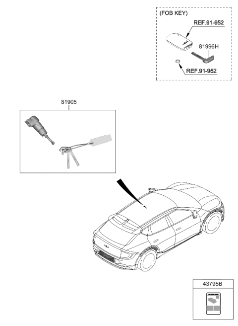 2022 Kia EV6 Key & Cylinder Set Diagram