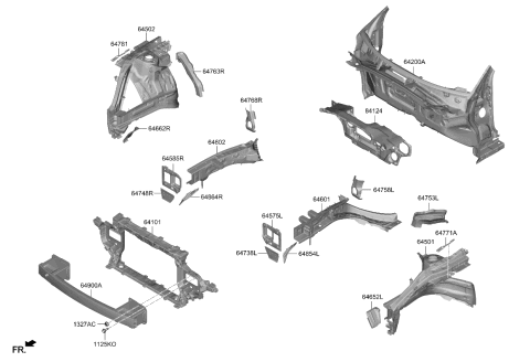 2022 Kia EV6 Fender Apron & Radiator Support Panel Diagram