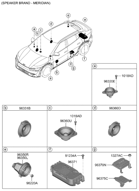 2022 Kia EV6 SPEAKER ASSY-FR DR Diagram for 96330CV100