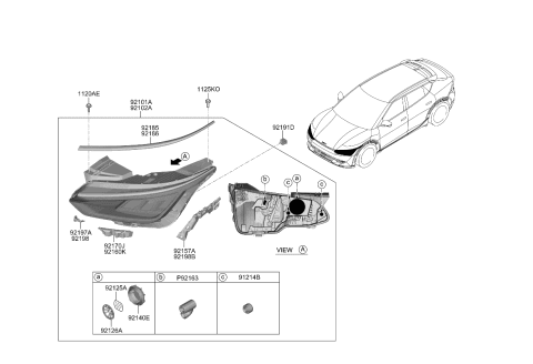 2024 Kia EV6 LAMP ASSY-HEAD,RH Diagram for 92102CV020