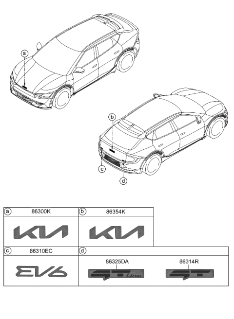 2024 Kia EV6 EMBLEM Diagram for 86320CV000