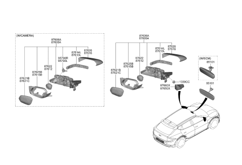 2024 Kia EV6 Mirror-Outside Rear View Diagram