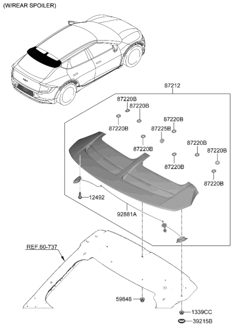 2024 Kia EV6 SPOILER ASSY-RR Diagram for 87210CV000