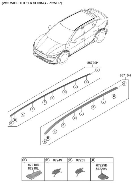 2024 Kia EV6 Roof Garnish & Rear Spoiler Diagram 1
